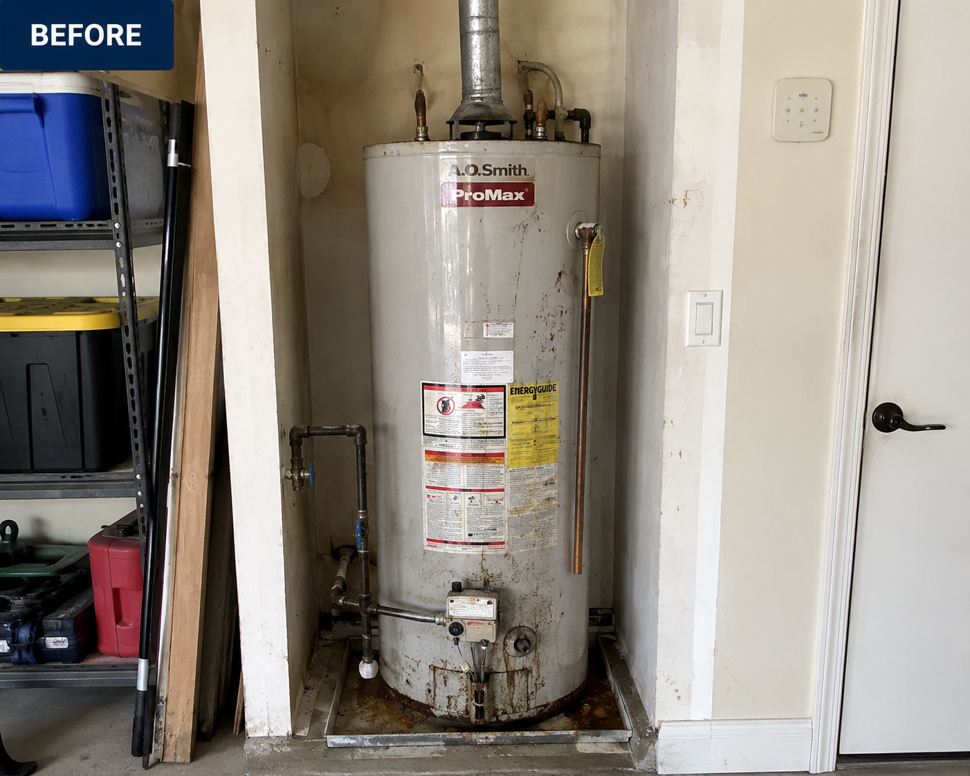 Water Heater Replacement before - Southwest Florida